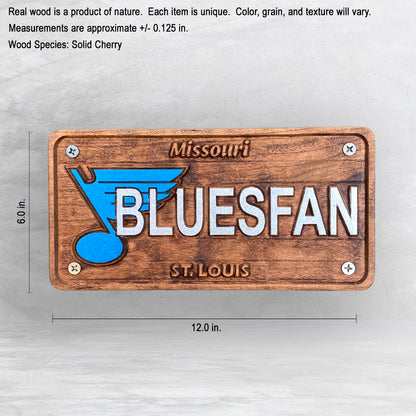STL Blues Fan Wood License Plate - Made in USA