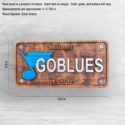 STL Blued Wood License Plate - GO BLUES - Made in USA