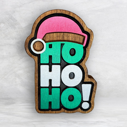 Mini HO-HO-HO Hat - Christmas Decor - Precision Carved Solid Cherry Sign Art - Made in USA (Copy) (Copy)