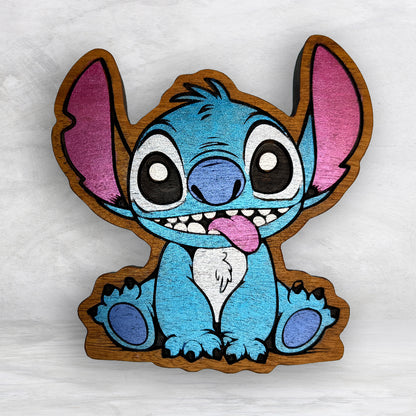 The Stitch - Precision Carved Solid Cherry Sign Art - Made in USA