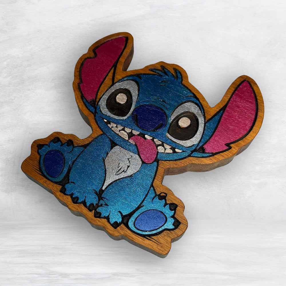 The Stitch - Precision Carved Solid Cherry Sign Art - Made in USA