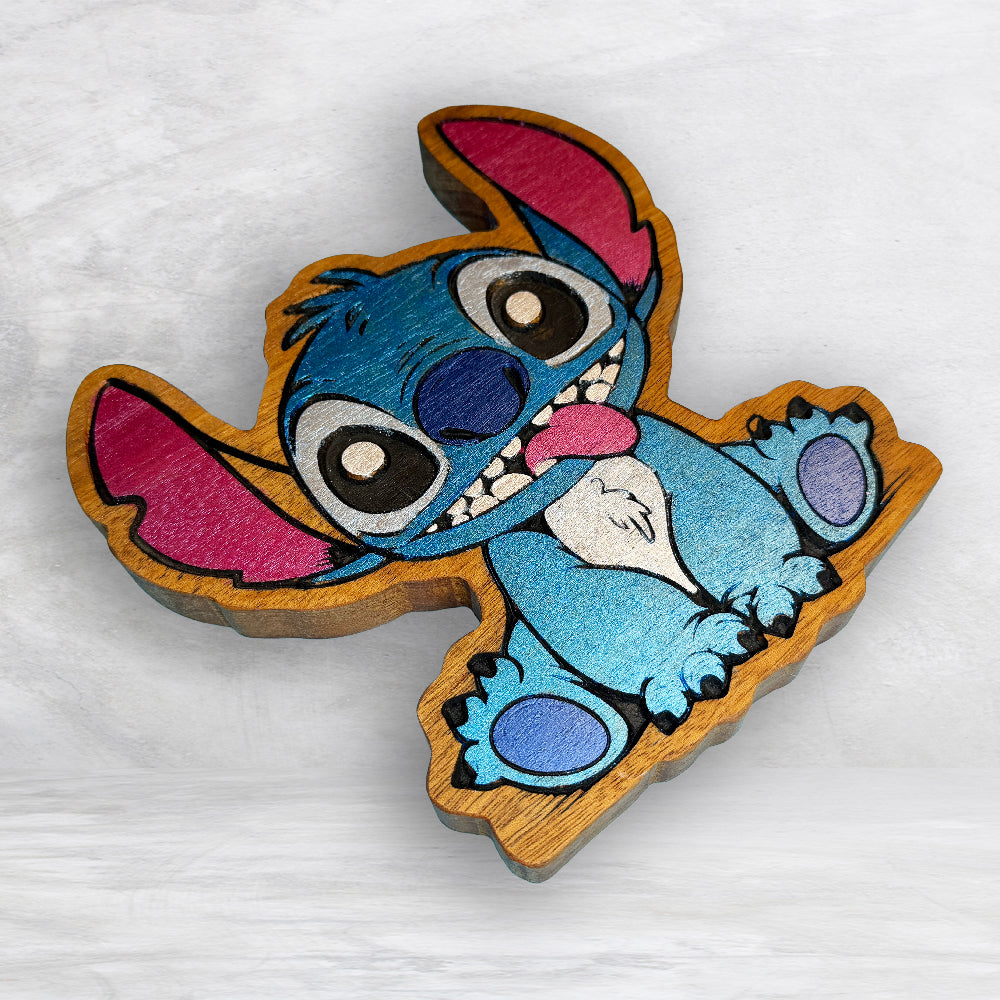 The Stitch - Precision Carved Solid Cherry Sign Art - Made in USA