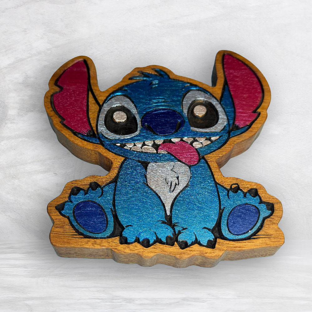 The Stitch - Precision Carved Solid Cherry Sign Art - Made in USA