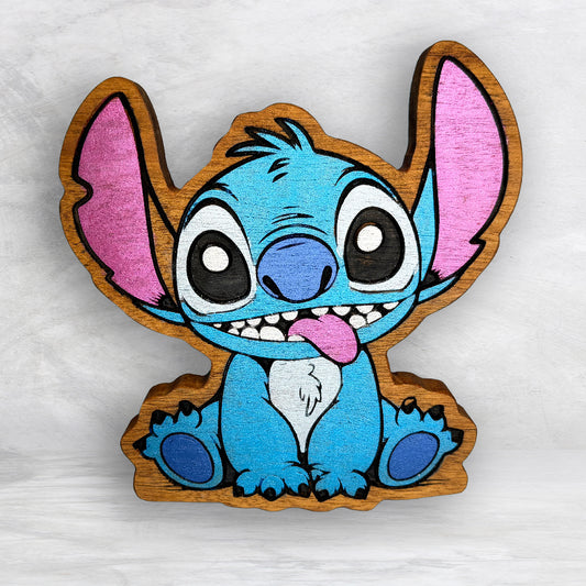 The Stitch - Precision Carved Solid Cherry Sign Art - Made in USA