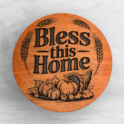 Bless This Home - Precision Carved Solid Cherry Sign Art - Made in USA