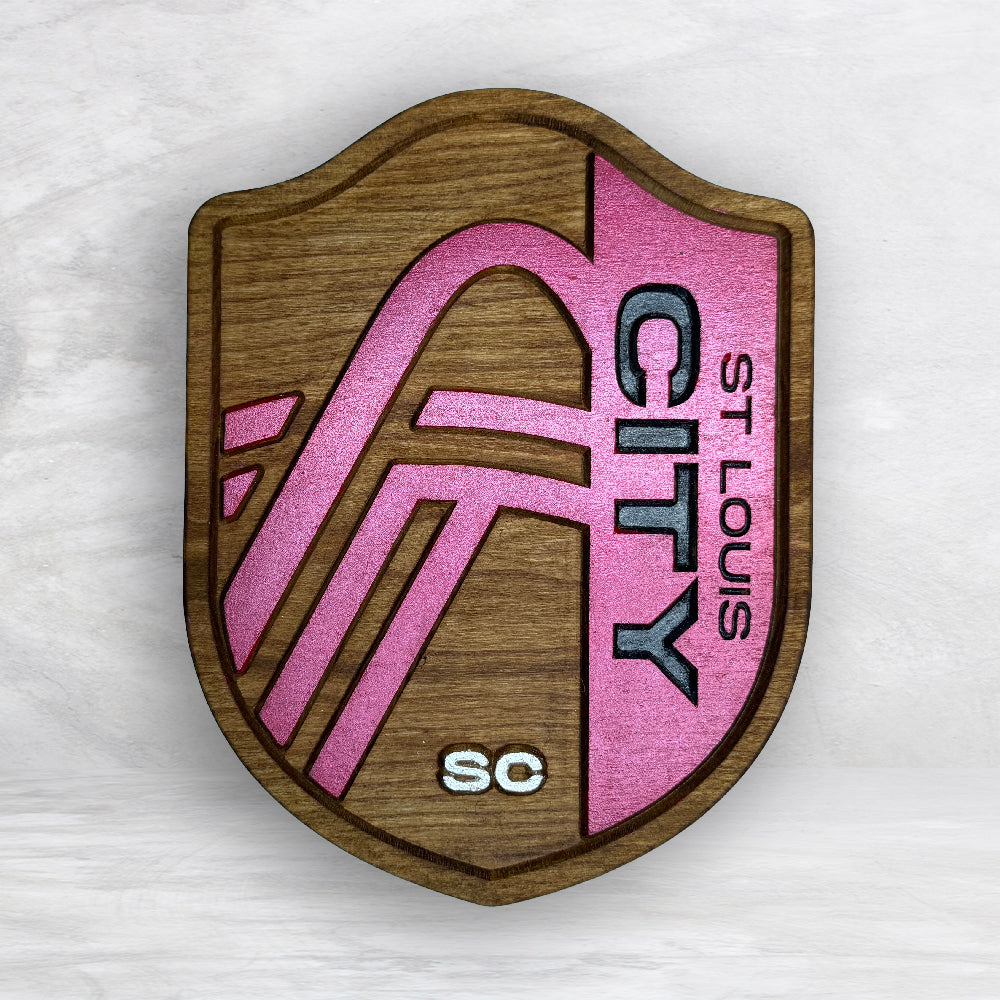 STL City Soccer - Small - Precision Carved Solid Cherry Sign Art - Made in USA