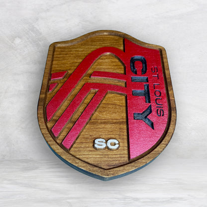 STL City Soccer - Small - Precision Carved Solid Cherry Sign Art - Made in USA