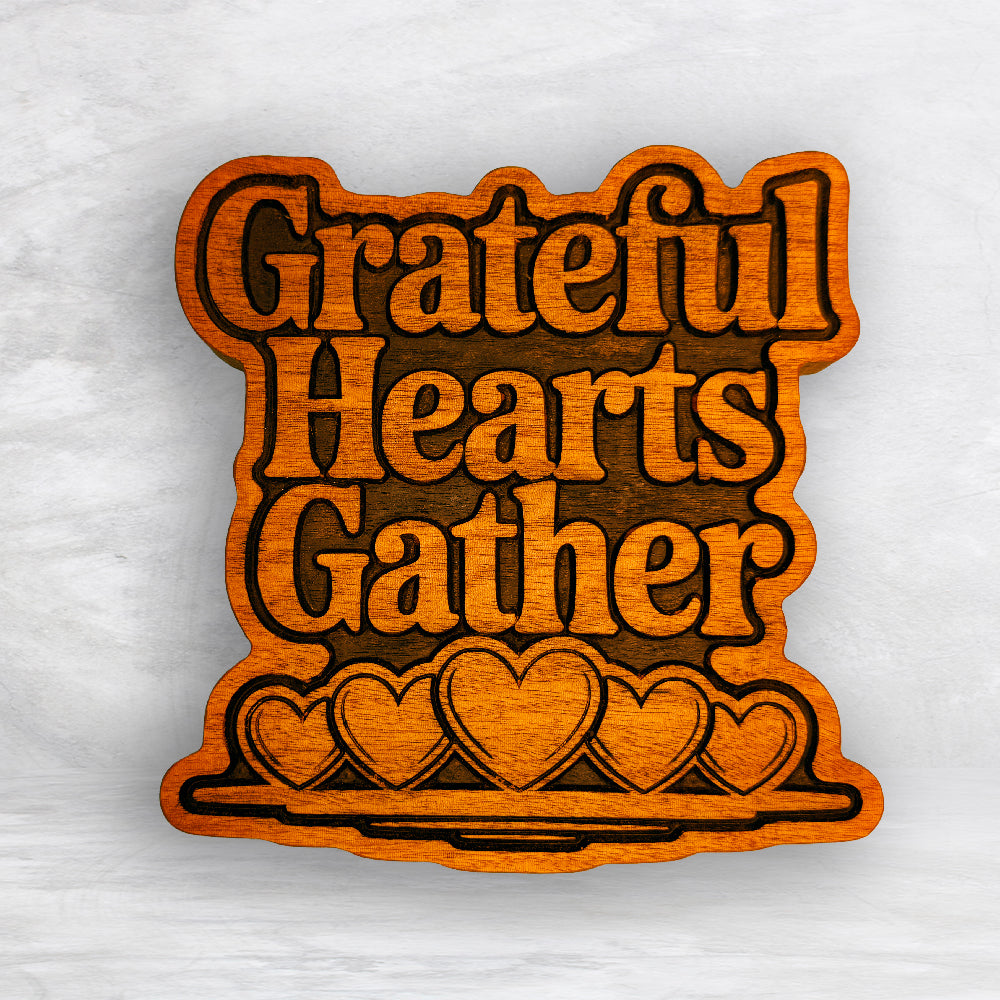 Grateful Hearts Gather - Thanksgiving Sign - Precision Carved Solid Cherry Sign Art - Made in USA (Copy)