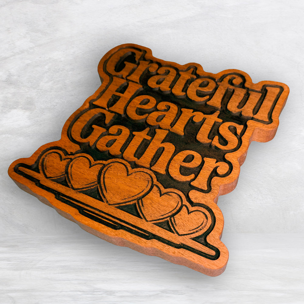 Grateful Hearts Gather - Thanksgiving Sign - Precision Carved Solid Cherry Sign Art - Made in USA (Copy)
