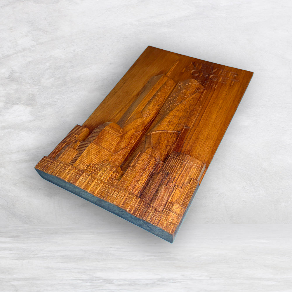 3D 9/11 Memorial "Never Forget" Twin Towers Wood Carving - Precision Carved Solid Mahogany Art - Made in USA