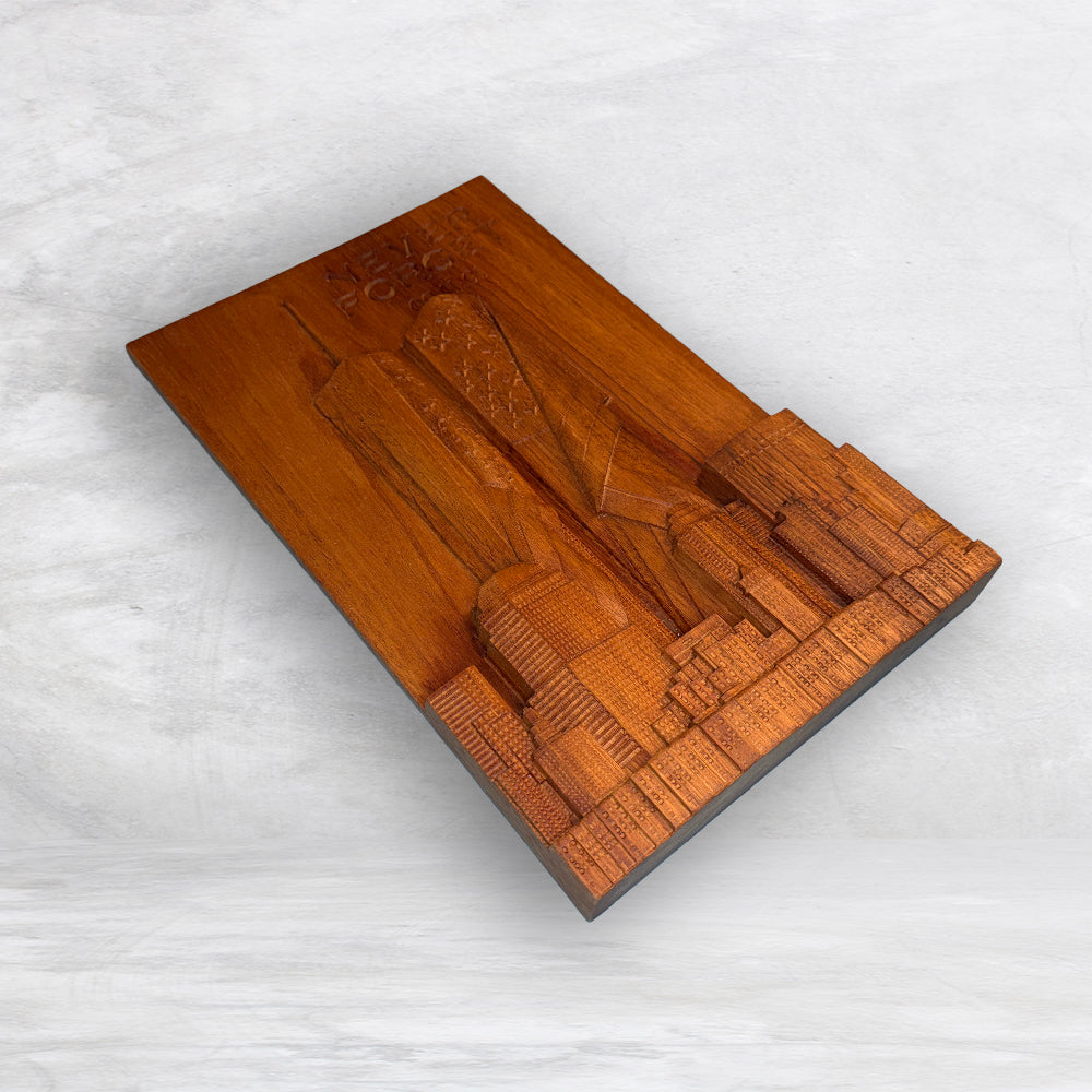 3D 9/11 Memorial "Never Forget" Twin Towers Wood Carving - Precision Carved Solid Mahogany Art - Made in USA