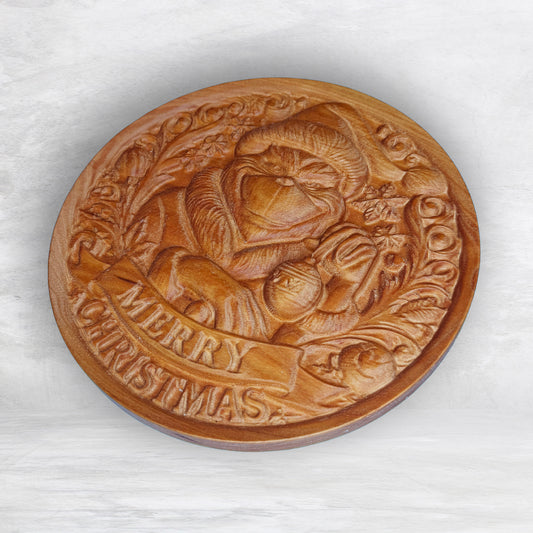 3D Grinch 1 - Unpainted - Precision Carved Solid Cherry Christmas Decor Art - Made in USA