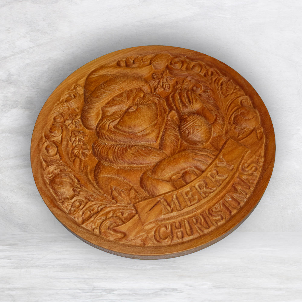 3D Grinch 1 - Unpainted - Precision Carved Solid Cherry Christmas Decor Art - Made in USA