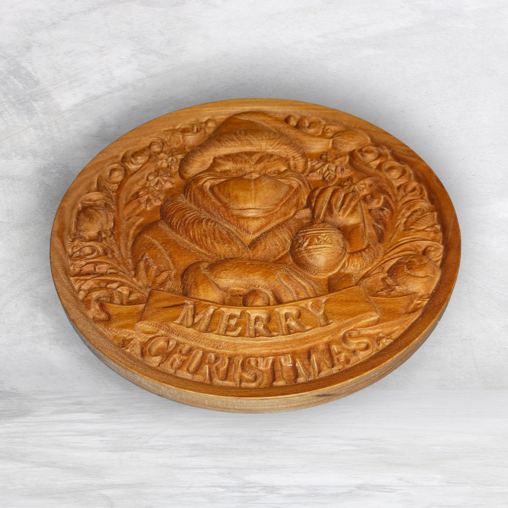 3D Grinch 1 - Unpainted - Precision Carved Solid Cherry Christmas Decor Art - Made in USA