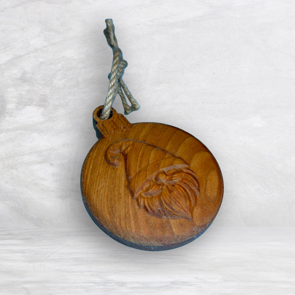 3D Carved Wood Gnome Ornament - Stain Only - Precision Carved Solid Cherry Christmas Ornament - Made in USA