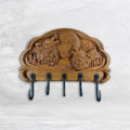 3D Wolves Wood Coat Rack - Cherry
