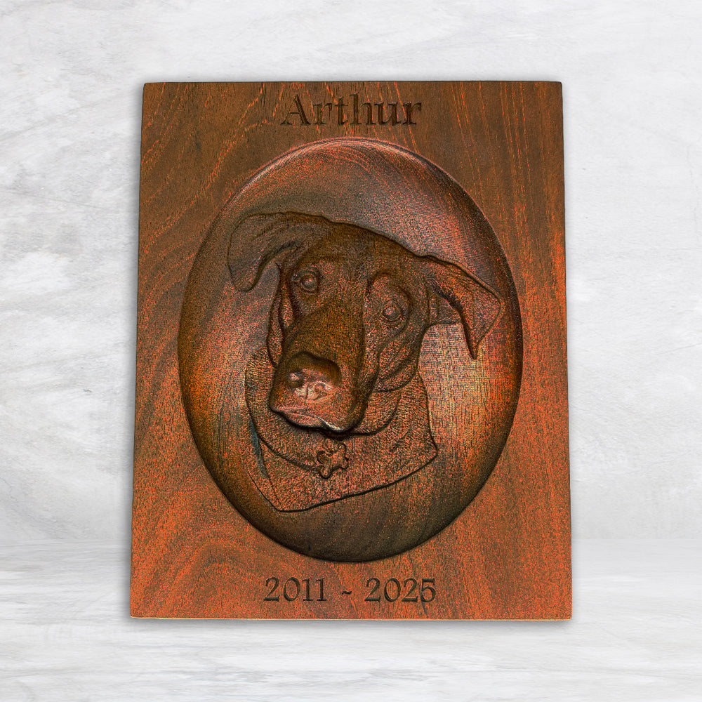3D Carved Custom Wood Pet Memorial