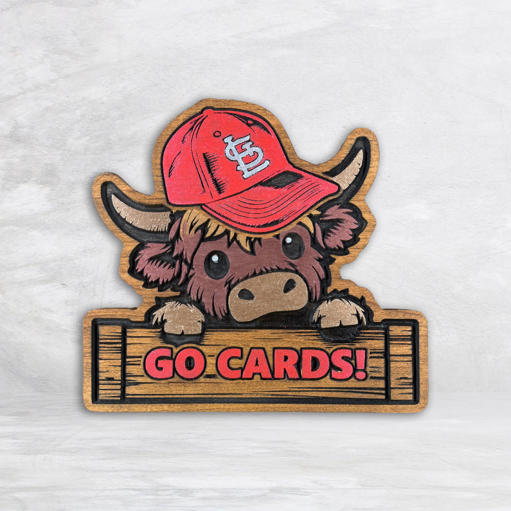Cardinals Highland Cow - Go Cards Sign