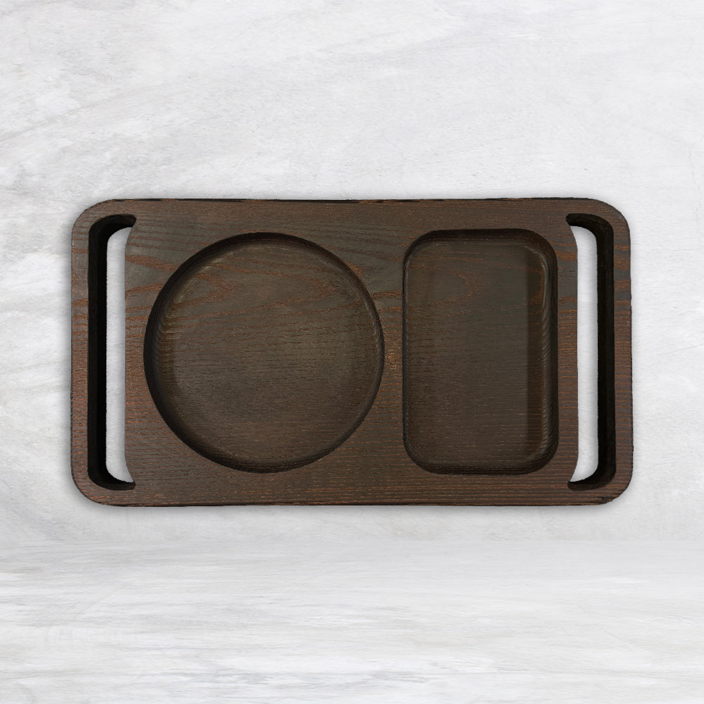 Burger and Fries Wood Serving Tray - Extra Thick - Roasted Ash