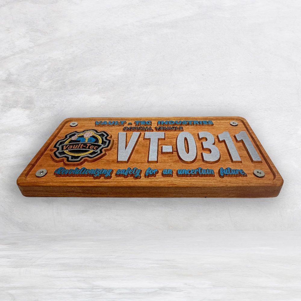 Fallout Novelty License Plate - VT-0311 - Solid Cherry Art Decor Collectible - Precision Carved - Hand Finished - Made in USA