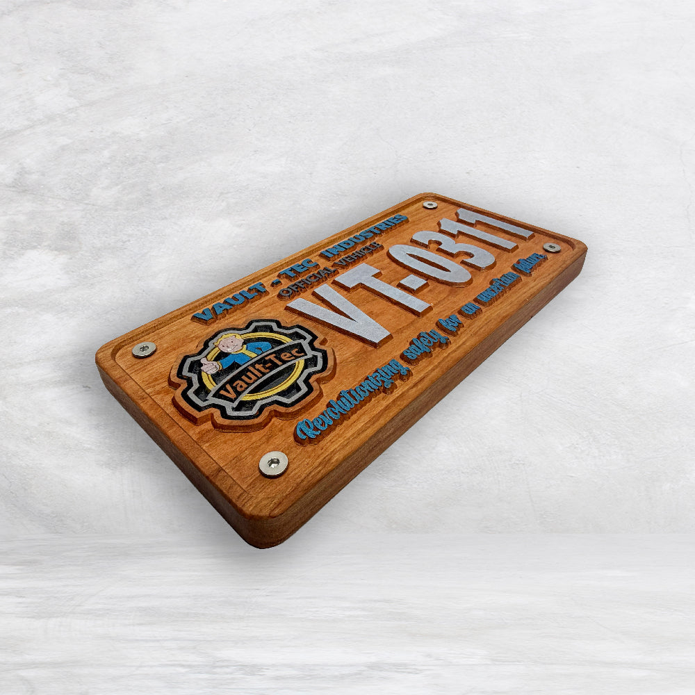 Fallout Novelty License Plate - VT-0311 - Solid Cherry Art Decor Collectible - Precision Carved - Hand Finished - Made in USA