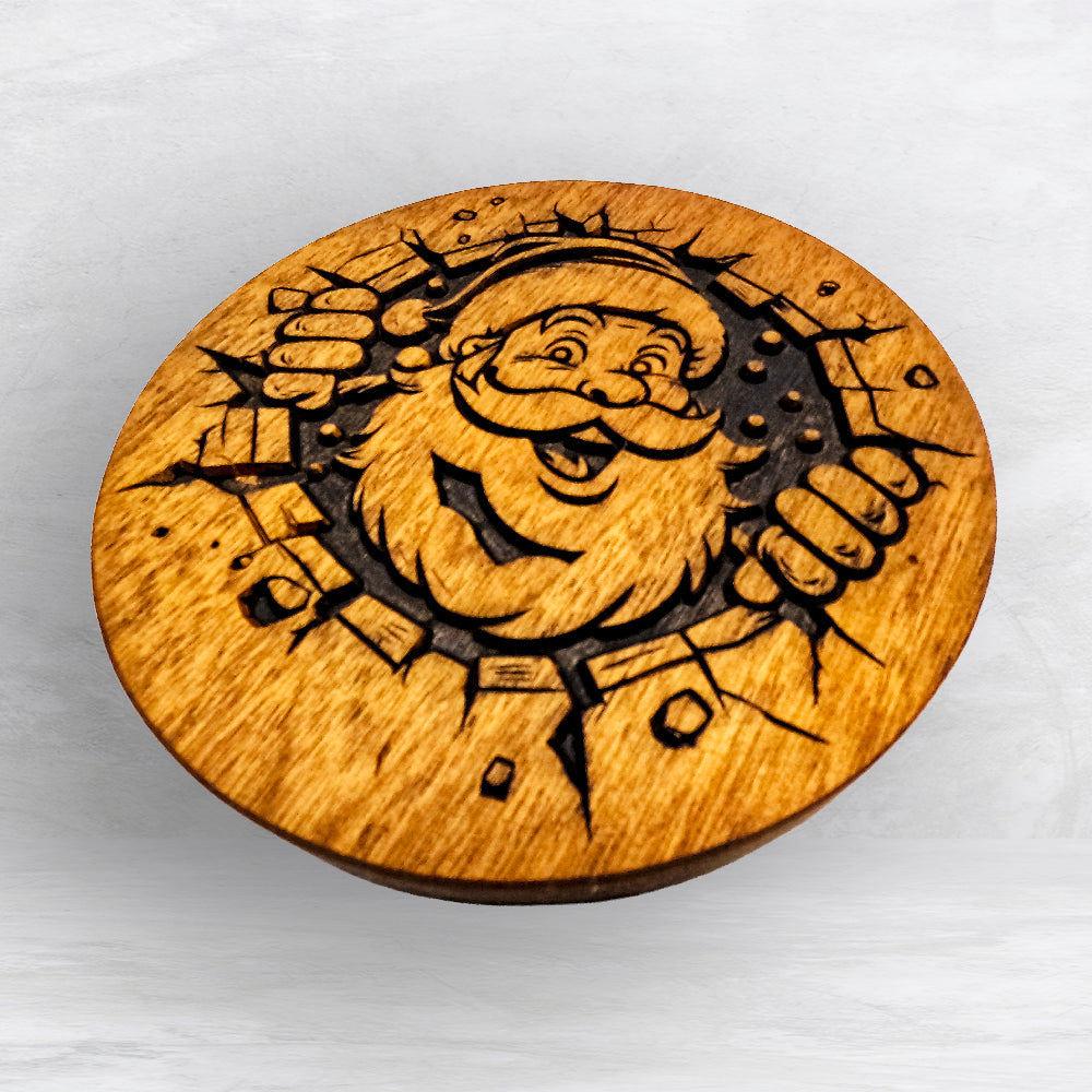 Breakout Santa - Unpainted - Precision Carved Solid Cherry Christmas Decor Art - Made in USA