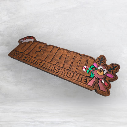 Die Hard is a Christmas Movie - LARGE - Precision Carved Solid Cherry Christmas Decor Art - Made in USA