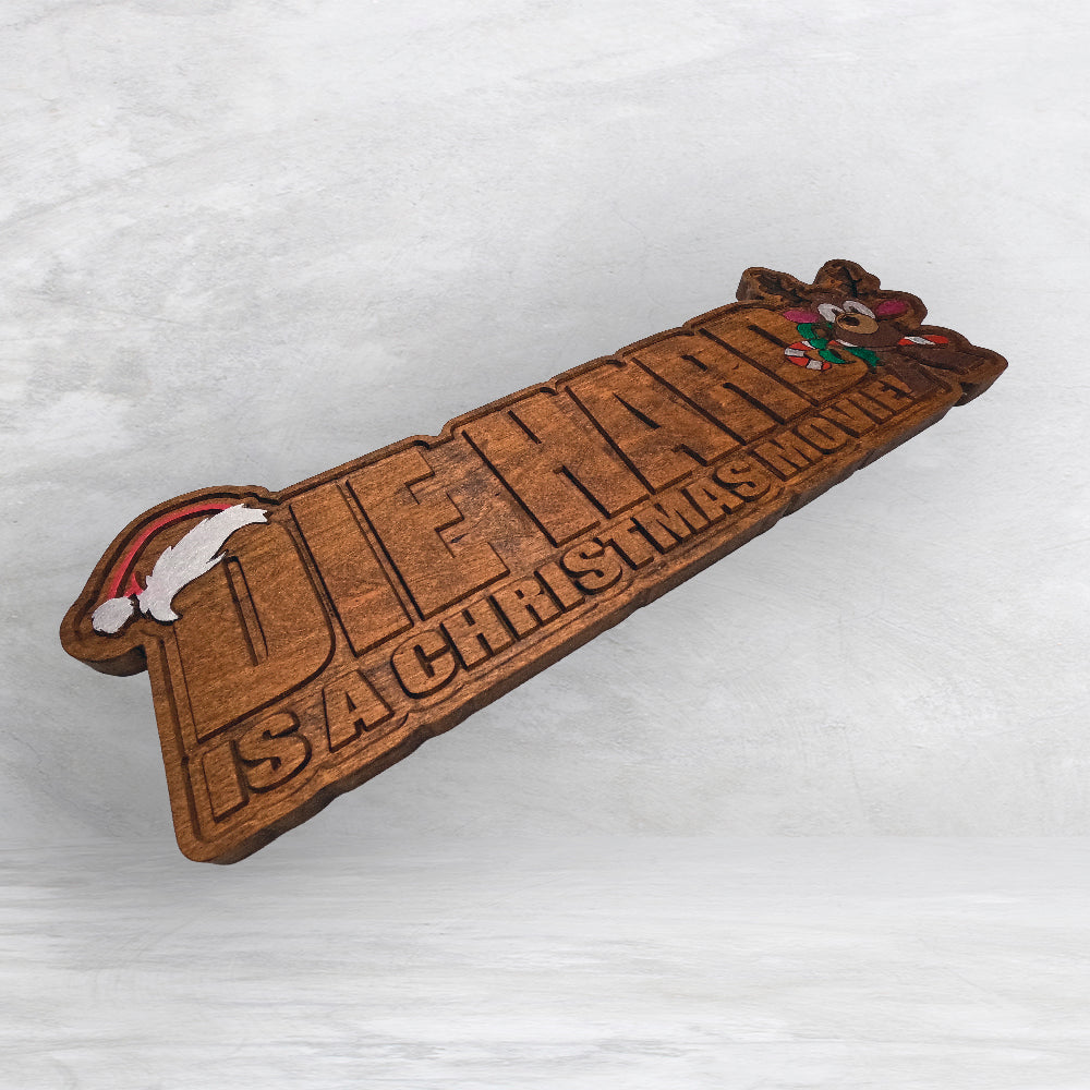 Die Hard is a Christmas Movie - LARGE - Precision Carved Solid Cherry Christmas Decor Art - Made in USA