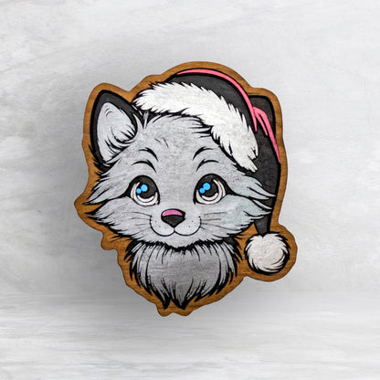 Christmas Kitty - Precision Carved Solid Cherry Christmas Decor Art - Made in USA (Copy)