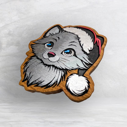 Christmas Kitty - Precision Carved Solid Cherry Christmas Decor Art - Made in USA (Copy)
