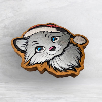 Christmas Kitty - Precision Carved Solid Cherry Christmas Decor Art - Made in USA (Copy)
