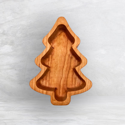 Tree Shaped Bowl - Precision Carved Solid Cherry Wood Bowl - Made in USA