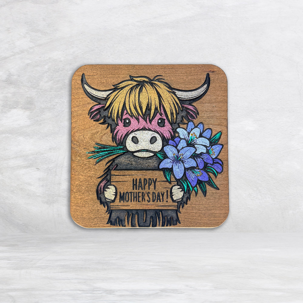 Highland Cow - Happy Mothers Day - Painted