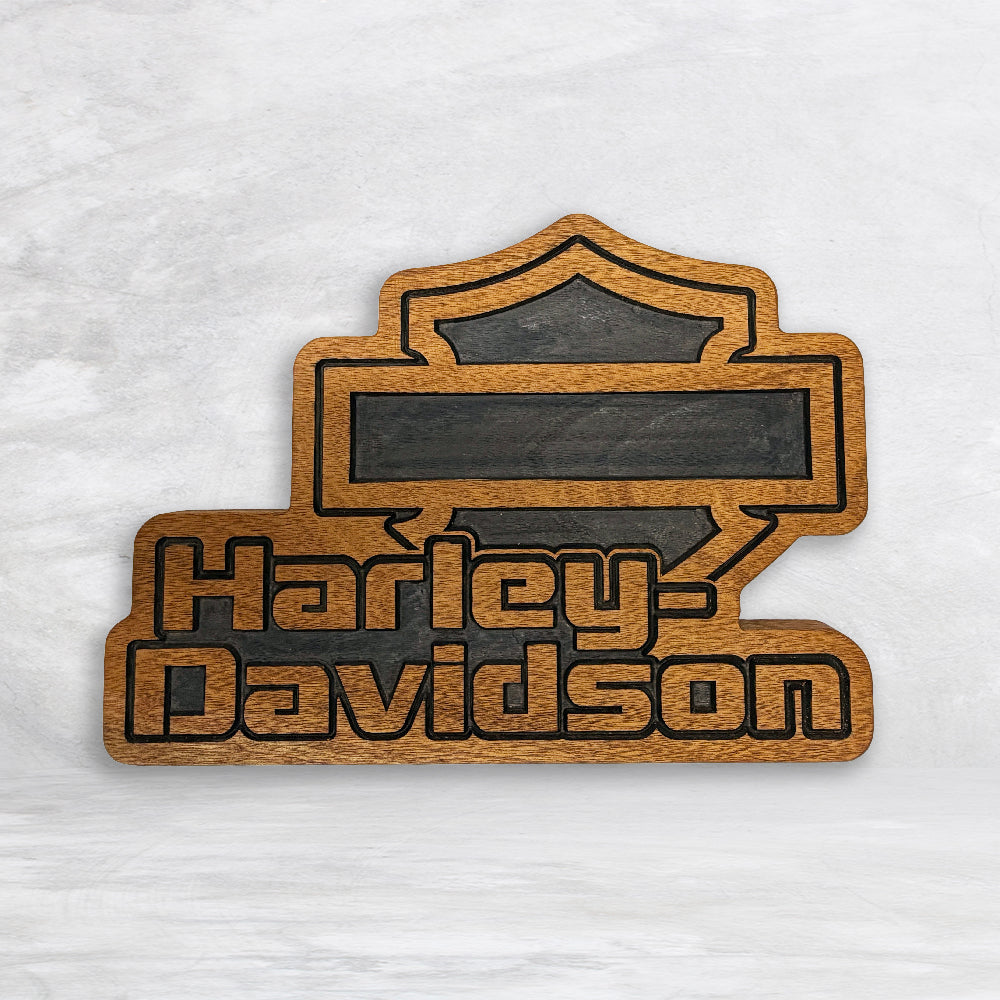 HD Name Shield Plaque - Unpainted - Solid Cherry Decor Art - Precision Carved - Hand Finished - Made in USA