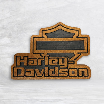 HD Name Shield Plaque - Unpainted - Solid Cherry Decor Art - Precision Carved - Hand Finished - Made in USA