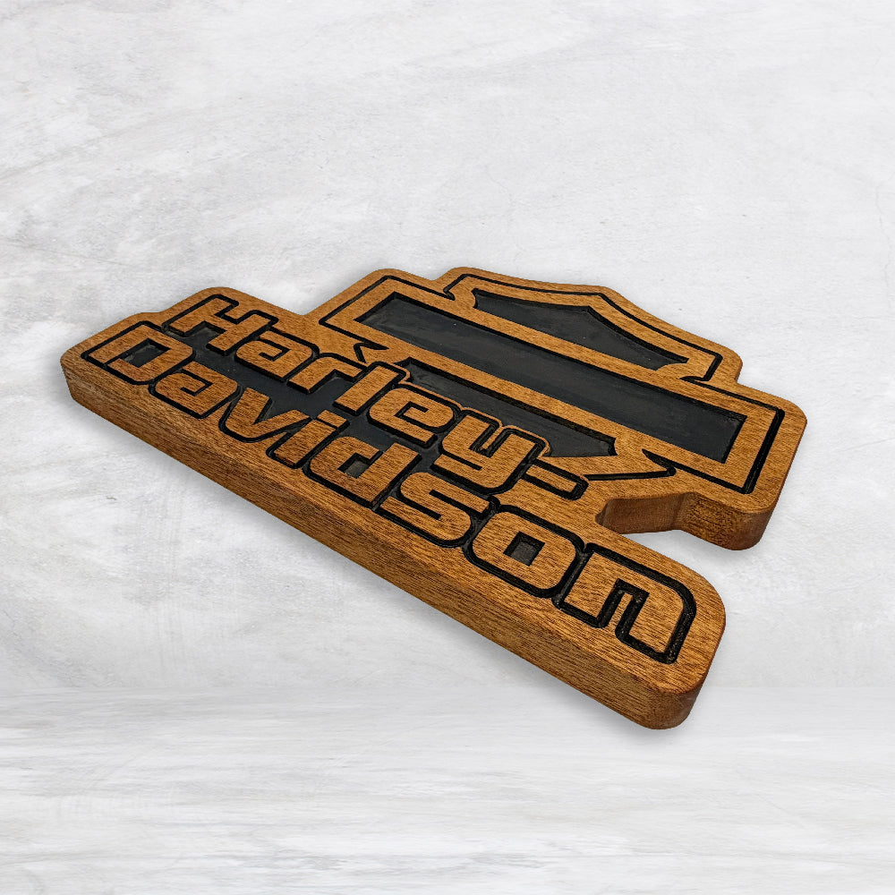 HD Name Shield Plaque - Unpainted - Solid Cherry Decor Art - Precision Carved - Hand Finished - Made in USA