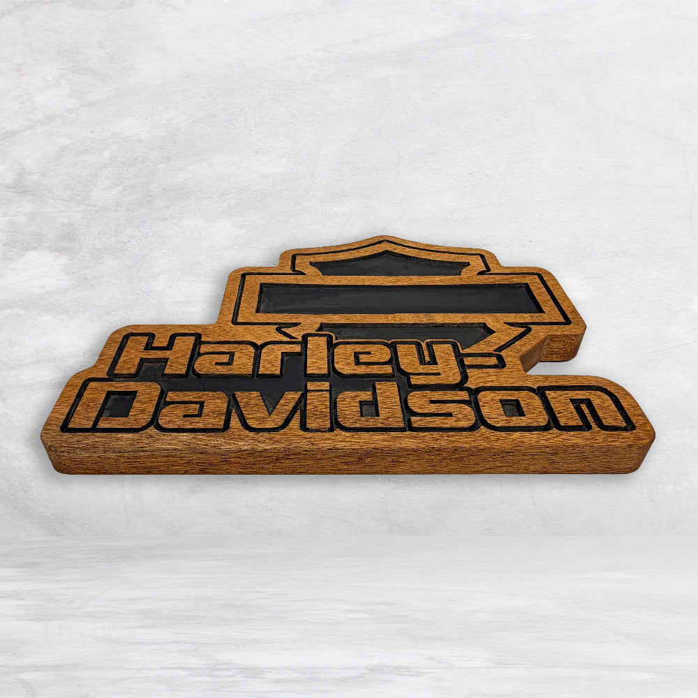 HD Name Shield Plaque - Unpainted - Solid Cherry Decor Art - Precision Carved - Hand Finished - Made in USA
