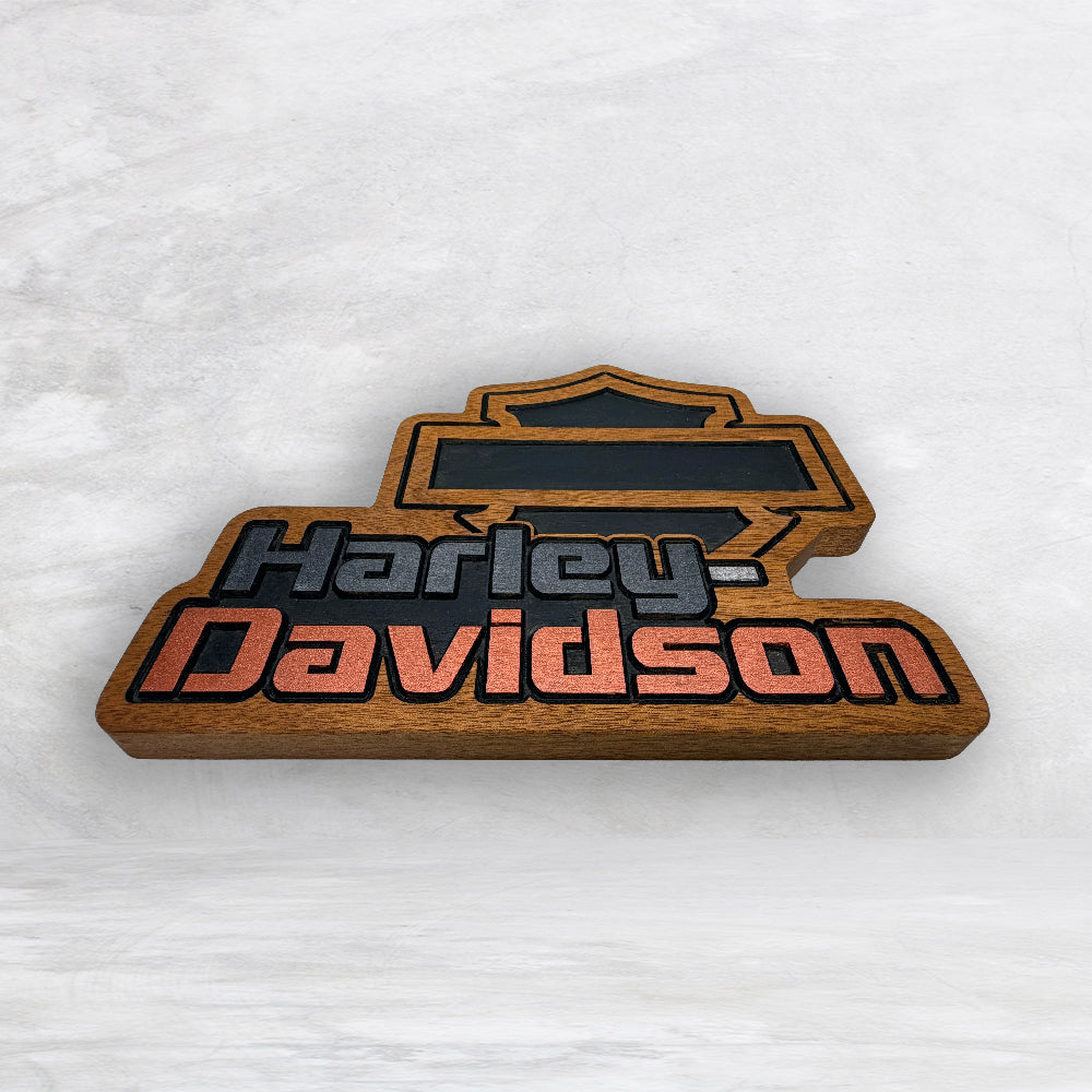 HD Name Shield Plaque - Solid Cherry Decor Art - Precision Carved - Hand Finished - Made in USA