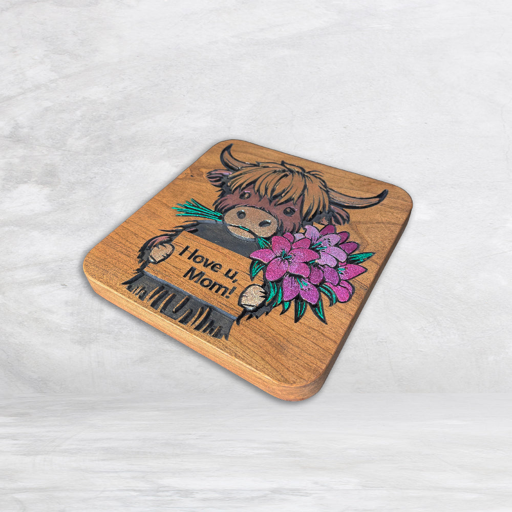 Highland Cow - I Love You Mom - Painted