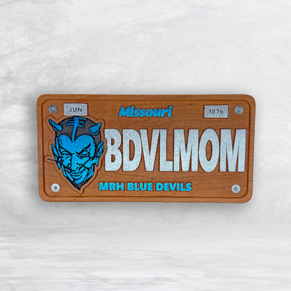MRH Blue Devils Wood License Plate - BDVLMOM - Made in USA