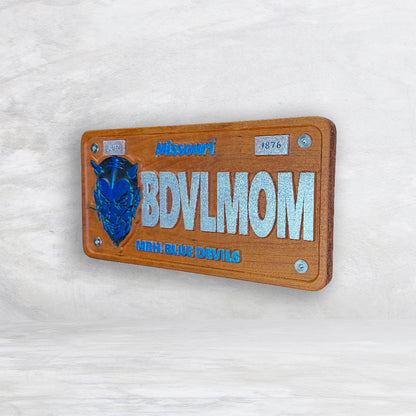 MRH Blue Devils Wood License Plate - BDVLMOM - Made in USA