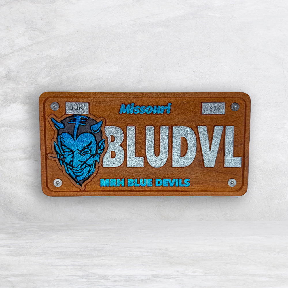 MRH Blue Devils Wood License Plate - BLUDVL - Made in USA