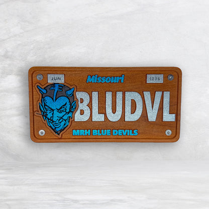 MRH Blue Devils Wood License Plate - BLUDVL - Made in USA