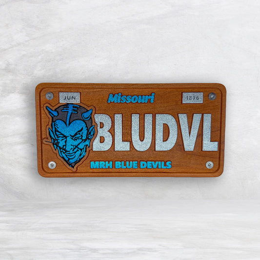 MRH Blue Devils Wood License Plate - BLUDVL - Made in USA