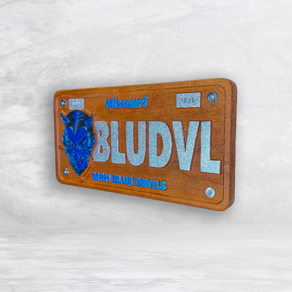 MRH Blue Devils Wood License Plate - BLUDVL - Made in USA