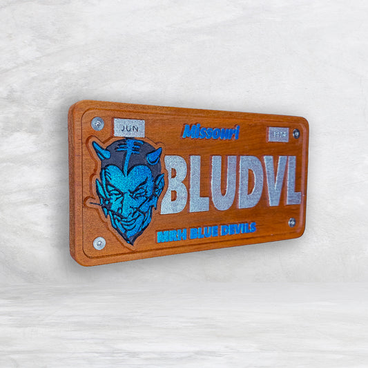 MRH Blue Devils Wood License Plate - BLUDVL - Made in USA