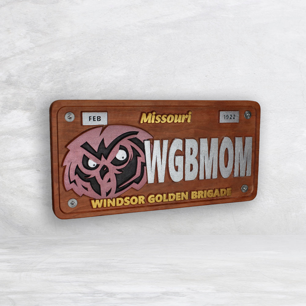 Windsor Owls Wood License Plate - WGBMOM