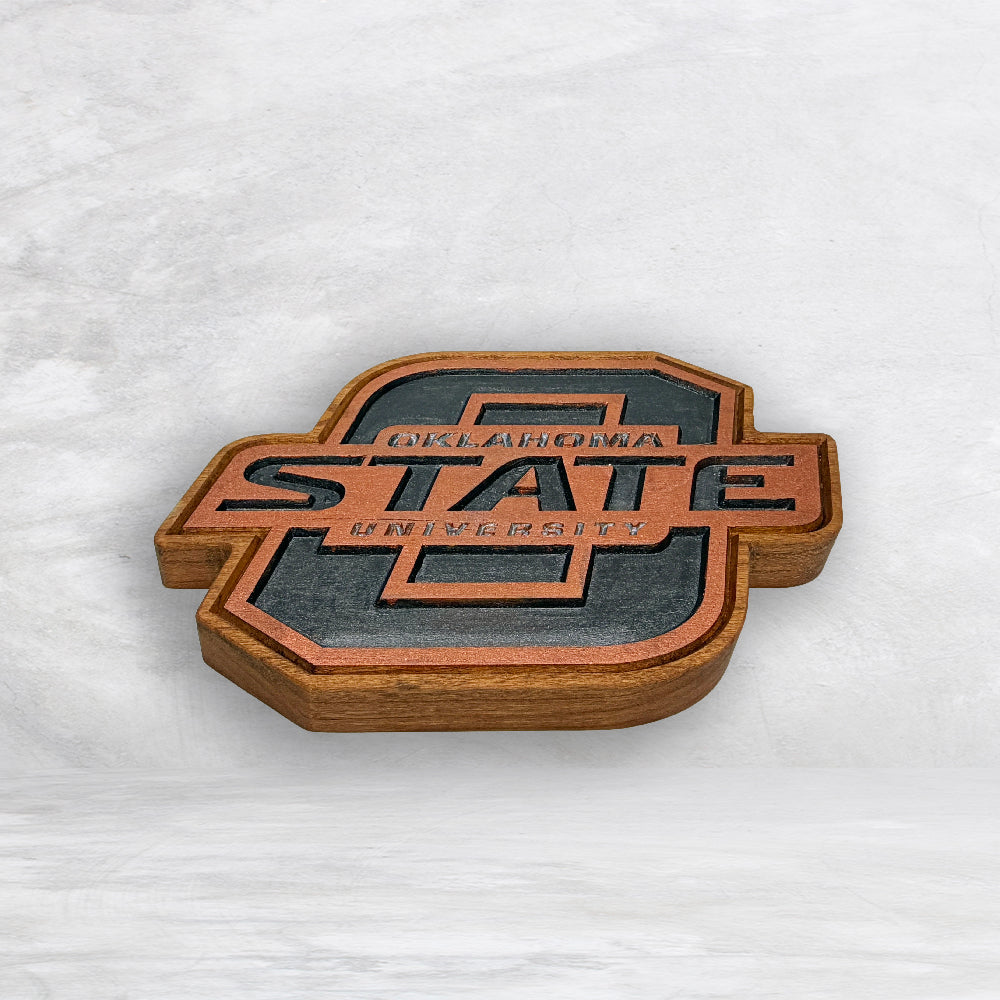 Oklahoma State Plaque - Small - Solid Cherry Decor Art - Precision Carved - Hand Finished - Made in USA