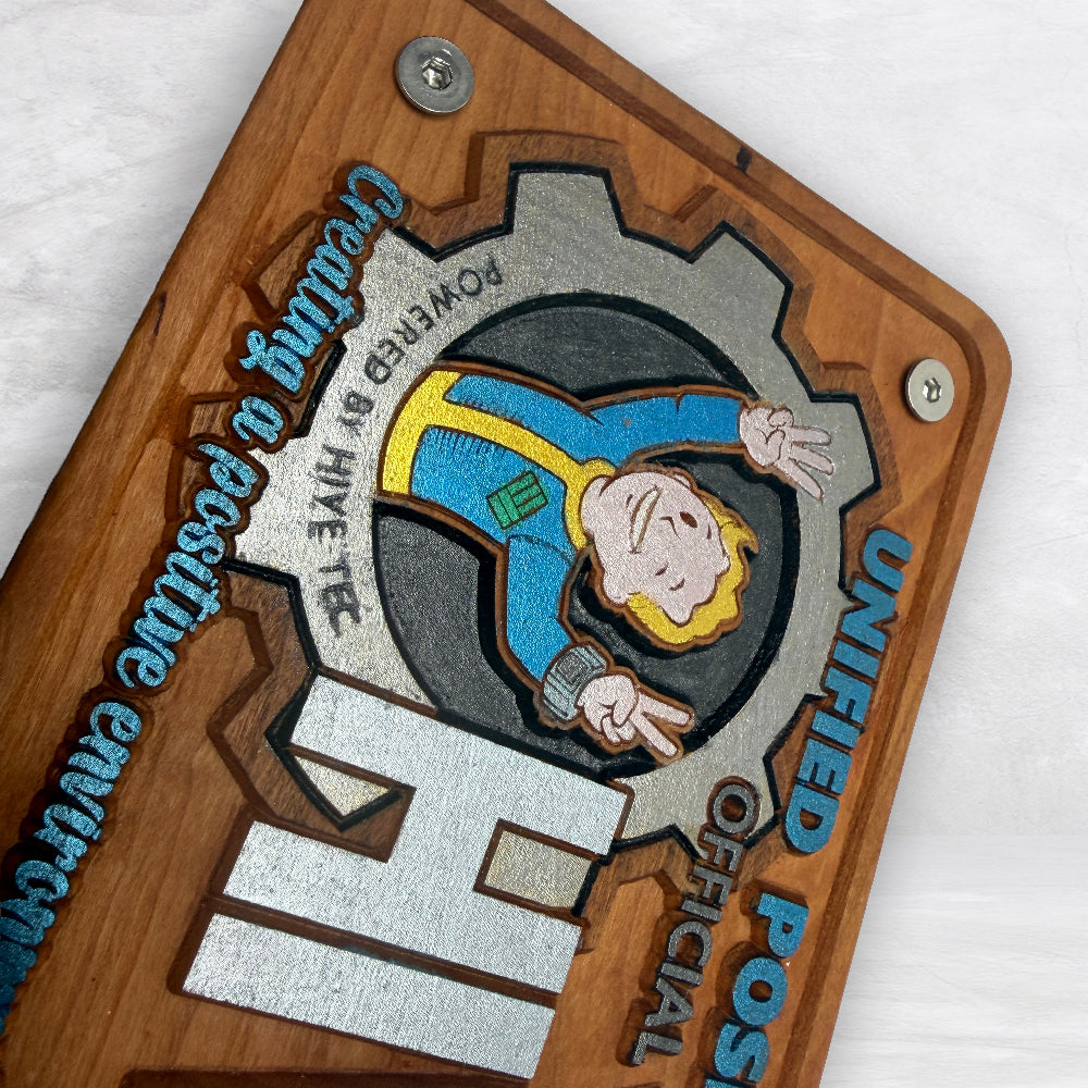 Fallout Inspired LE 311 Novelty License Plate - HIVE311 - Solid Cherry Art Decor Collectible - Precision Carved - Hand Finished - Made in USA