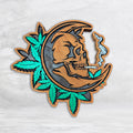 Pot Leaf Smoking Moon Skull